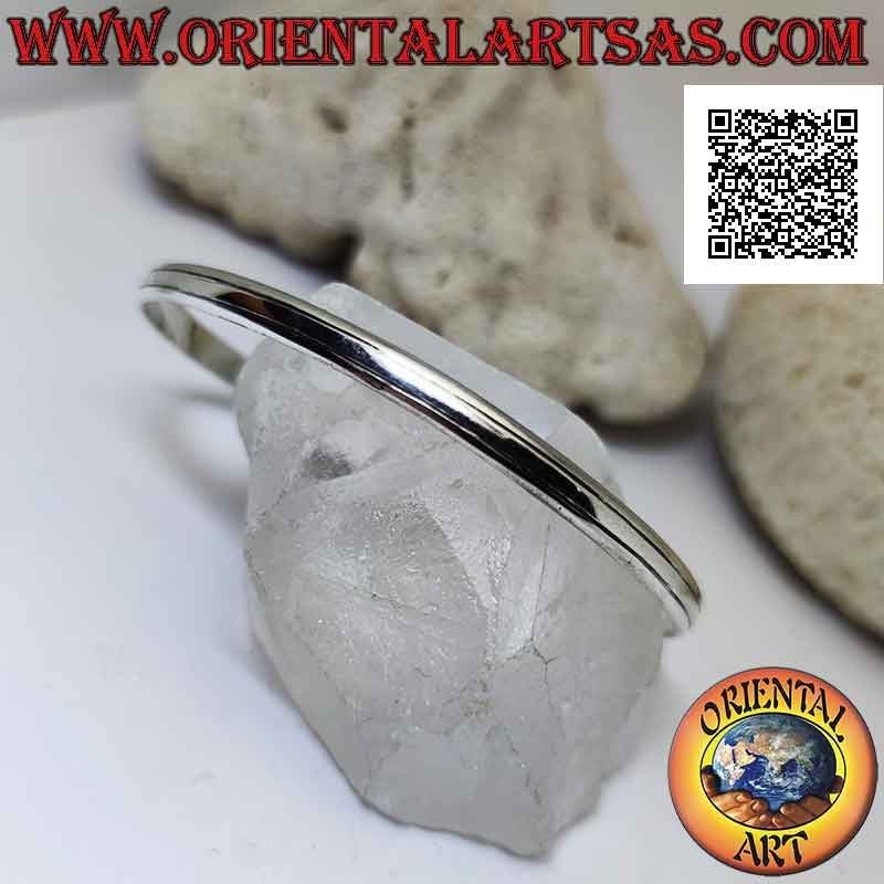 Bracciale rigido in argento 925‰ liscio leggermente bombato con doppia linea parallela incisa