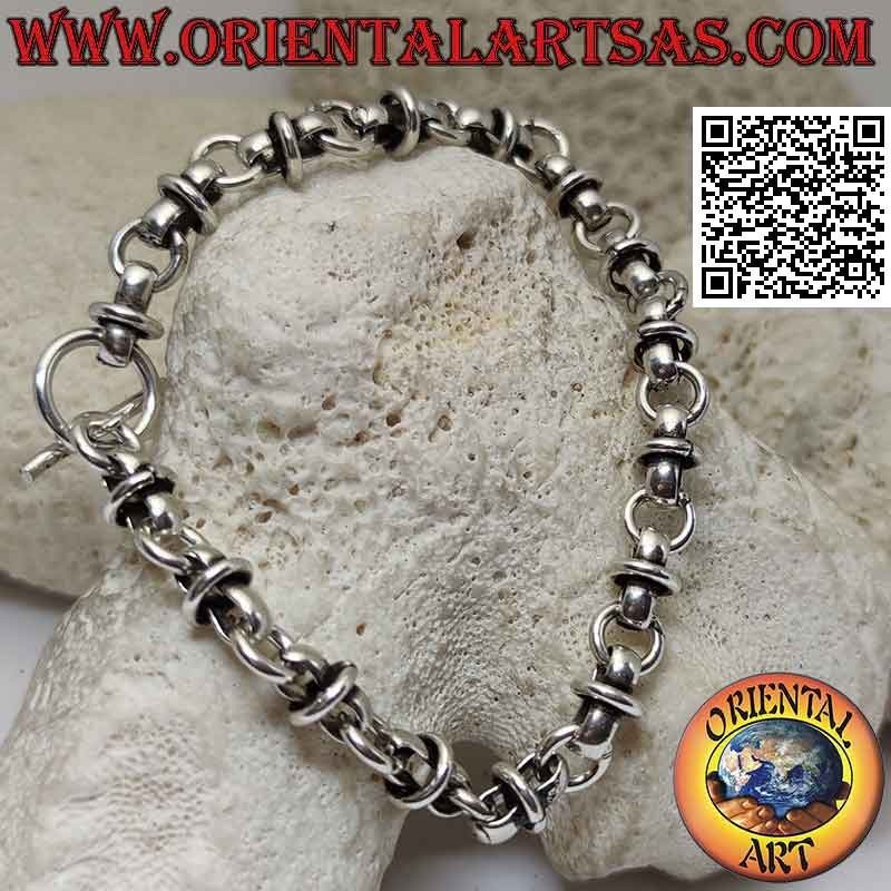 Bracelet en argent 925 ‰ avec une chaine d'anneaux entrecroisés de 19,5 cm