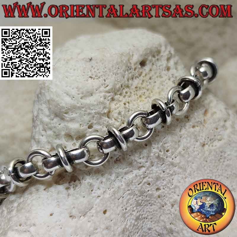 Bracelet en argent 925 ‰ avec une chaine d'anneaux entrecroisés de 19,5 cm