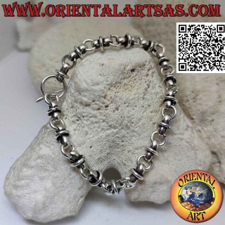 Pulsera de plata 925 ‰ con cadena de anillos cruzados de 21 cm