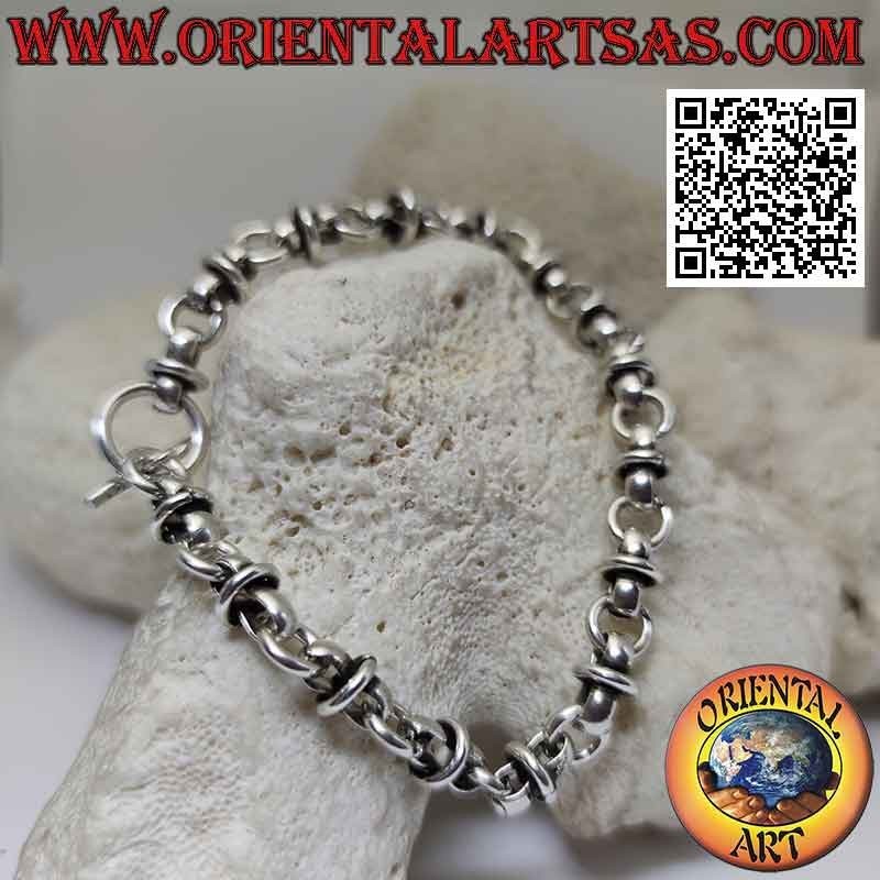 925 ‰ silver bracelet with 21 cm intersecting rings chain