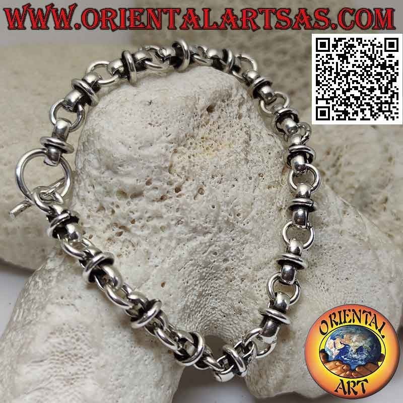 925 ‰ Silberarmband mit 21 cm kreuzender Ringkette