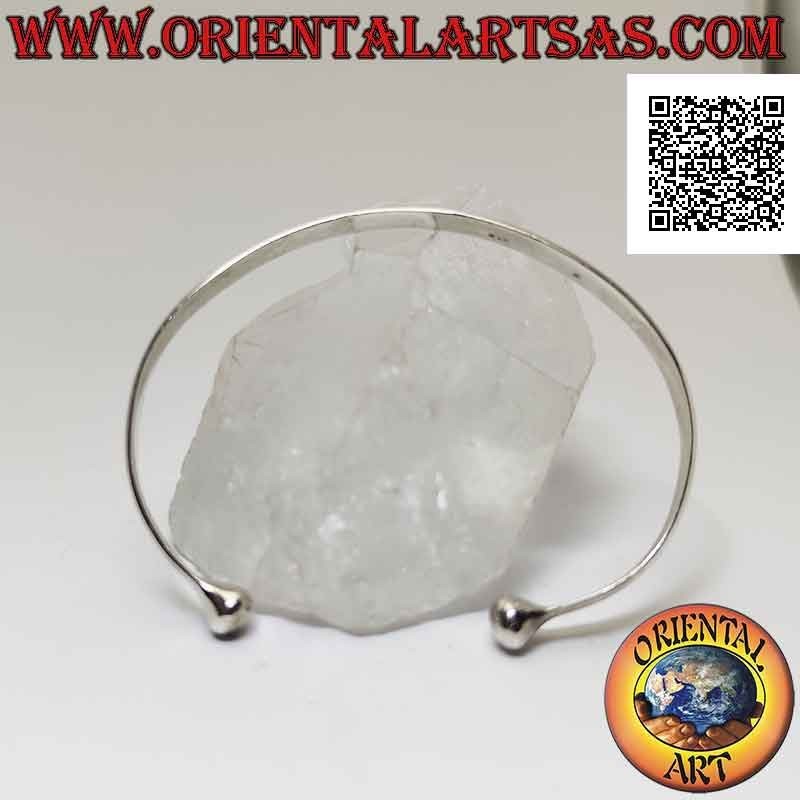 Bracciale rigido in argento 925‰ incisioni geometriche astratte e pallina terminale
