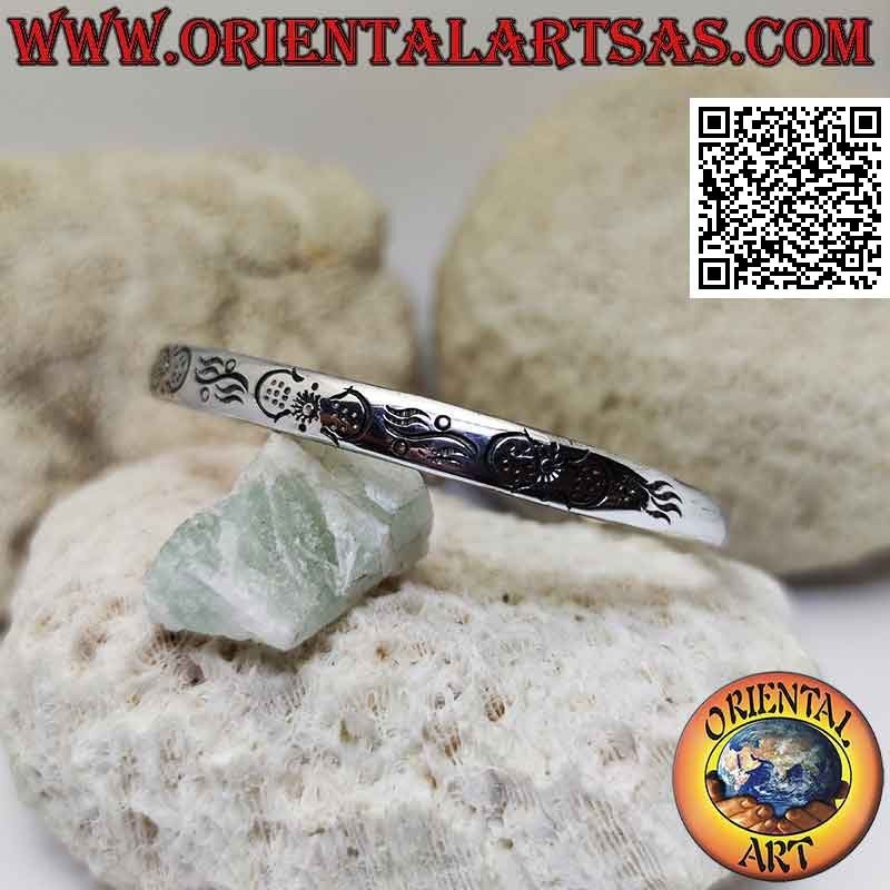 Starres Armband in 925 ‰ Silber Astralgravuren und Endkugel