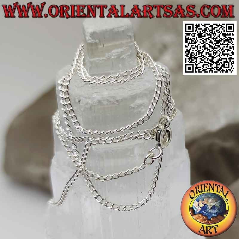 Collar de cadena de plata 925 ‰ con anillas redondas planas de 55 cm
