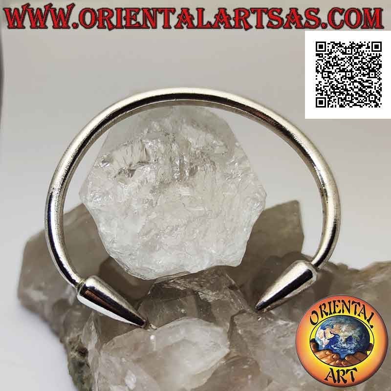 Pulsera rígida tubular lisa de plata 925 ‰ con puntas de lanza en los extremos