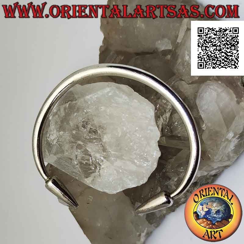 Pulsera rígida tubular lisa de plata 925 ‰ con puntas de lanza en los extremos