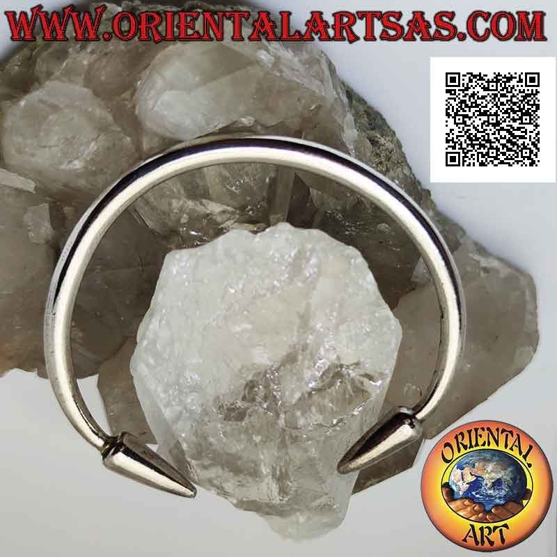 Bracelet rigide tubulaire lisse en argent 925 ‰ avec pointes de lance aux extrémités