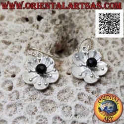Flower-shaped satin silver...