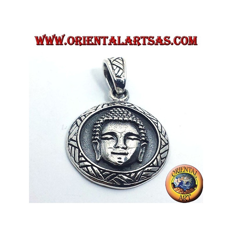 Silver pendant buddha face