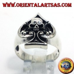 Anillo As de Picas Calavera Alto Relieve Plata 925 - Joyería Gótica Oriental Art