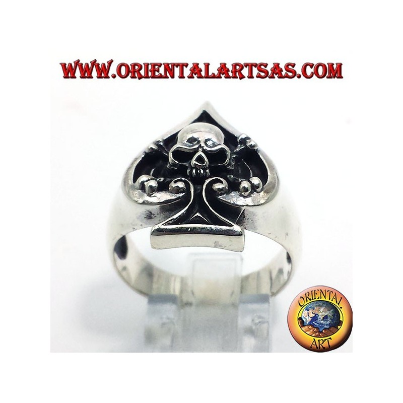 Ace of spades mit Schädel, Silberring