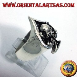 As de pique avec le crâne, bague argent