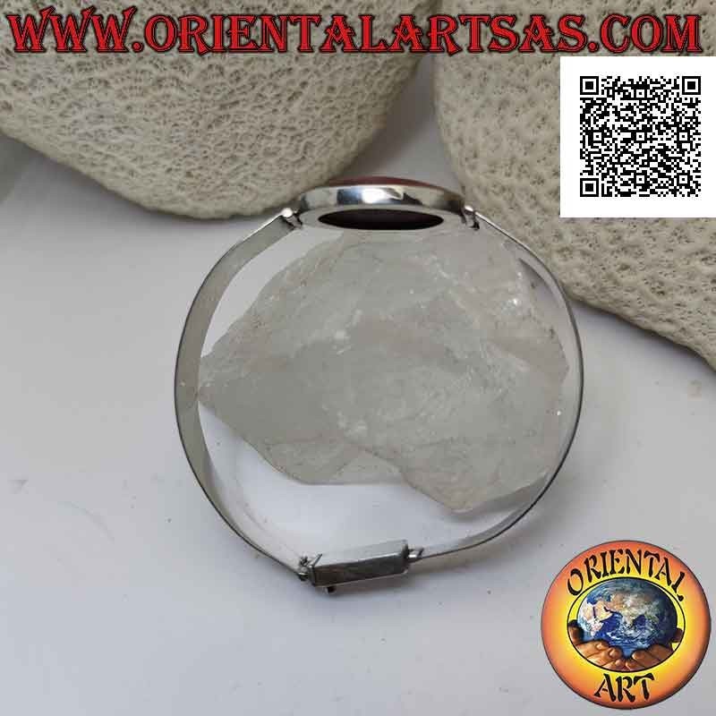 Bracciale in argento 925‰ con madrepora rossa (corallo) e cinturino rigido, largo e liscio