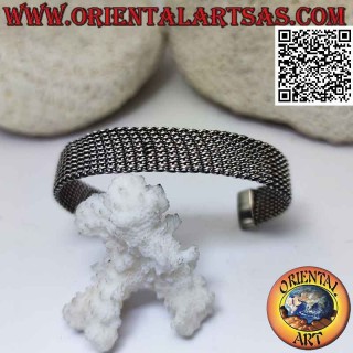 Starres Armband in 925 Silber dicht gewebt mit flachem flexiblem Netz