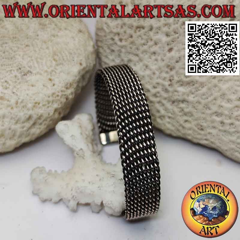 Pulsera rígida en plata 925 ‰ de tejido denso con malla plana flexible