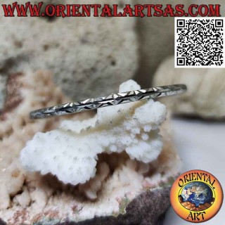 Starres Armband in 925 ‰ Silber mit Diamantring mit X Gravuren