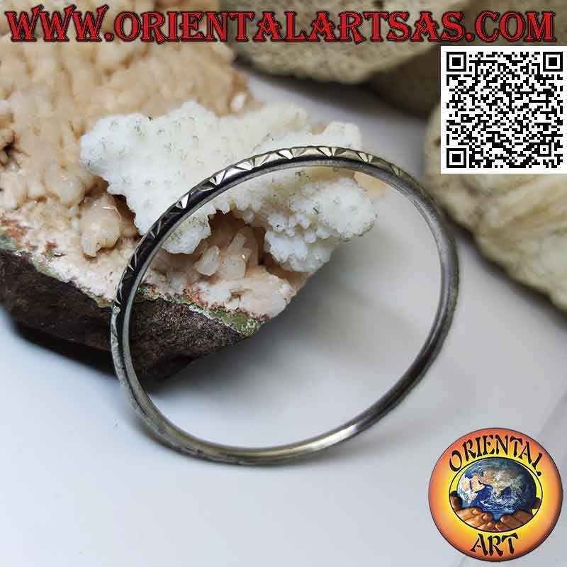 Pulsera rígida en plata 925 ‰ con anillo de diamantes con grabados X