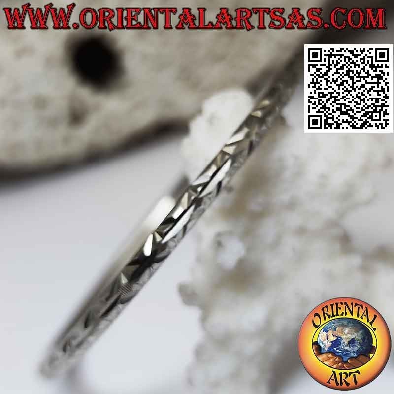 Starres Armband in 925 ‰ Silber mit Diamantring mit X Gravuren