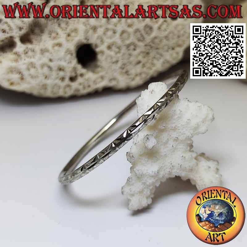 Starres Armband in 925 ‰ Silber mit Diamantring mit X Gravuren