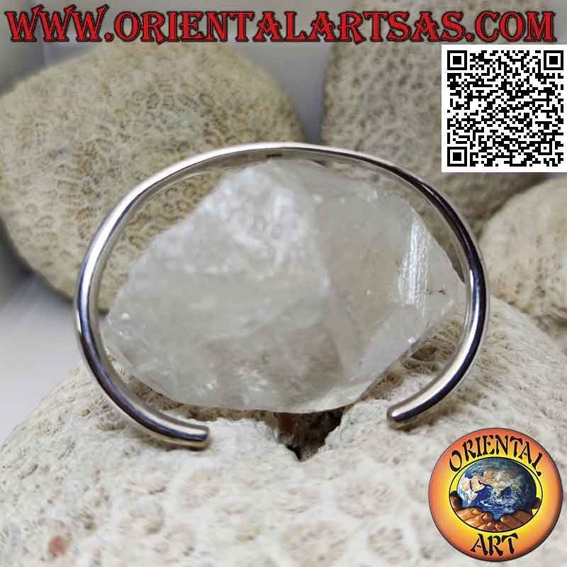 Bracciale rigido in argento 925‰ tubolare liscio schiacciato sul davanti