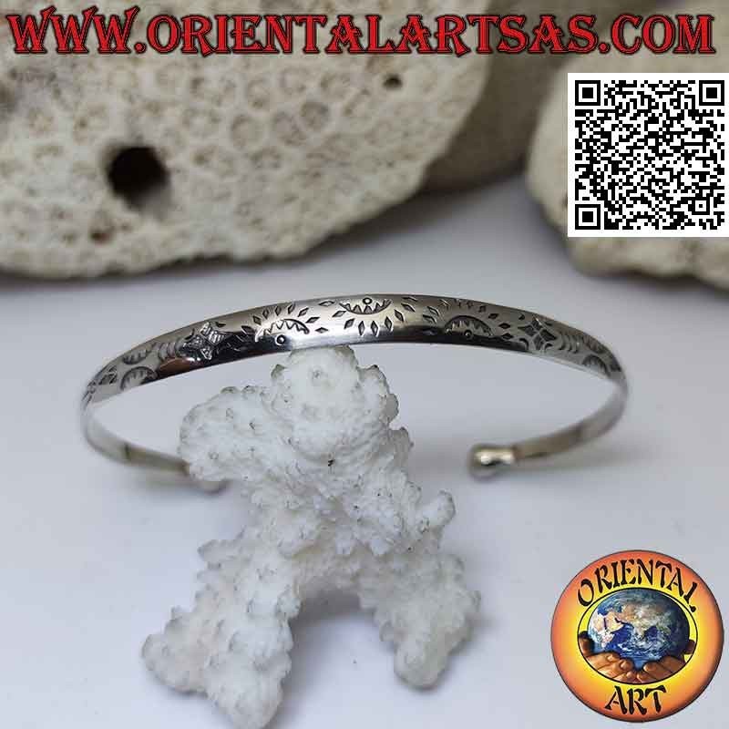 Starres Armband in 925 ‰ Silber mit spiegelgravierter Tribal-Halbsonne