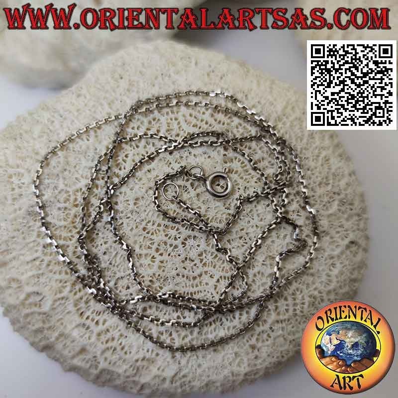Collar de cadena de plata 925 ‰ con anillos ovalados cuadrados de 70 cm x 1 mm