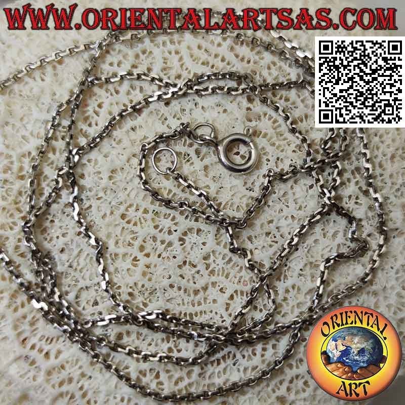 Collier chaîne en argent 925 ‰ avec anneaux ovales carrés 70 cm x 1 mm