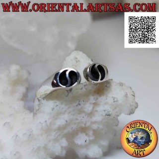 Bague en argent ouverte devant avec yin yang évidé (libre du mal et du bien), réglable