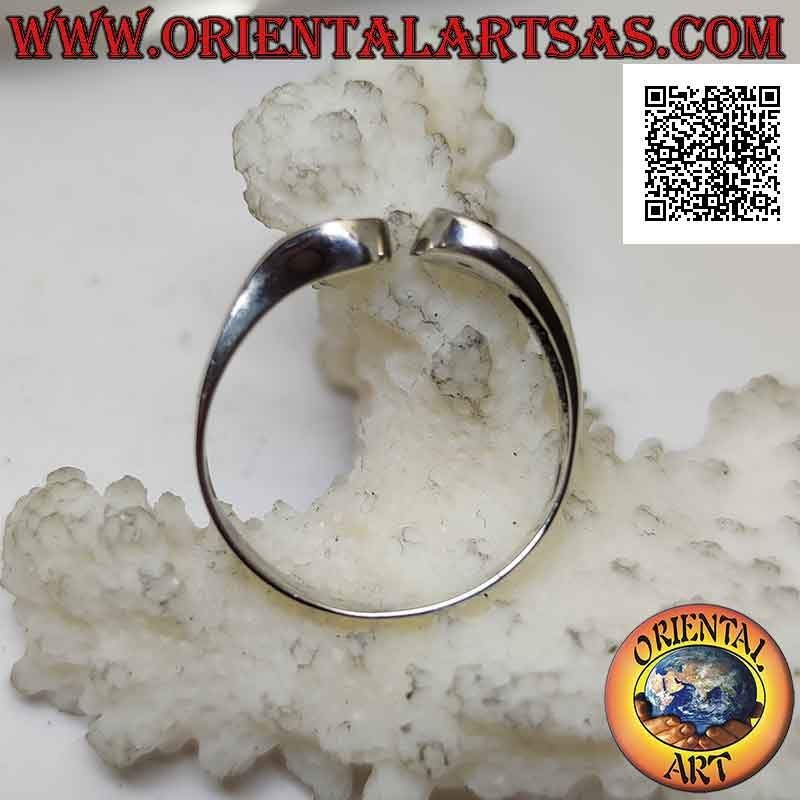 Anillo de plata abierto al frente con yin yang ahuecado (libre de mal y bien), ajustable