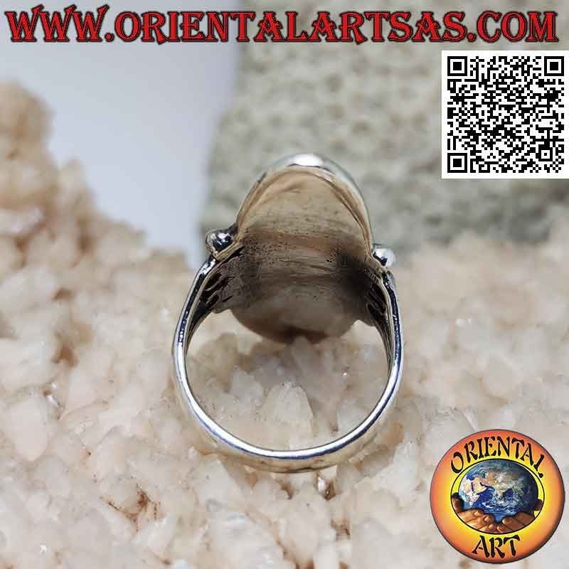 Anello in argento ovale con foresta di bambù in bassorilievo