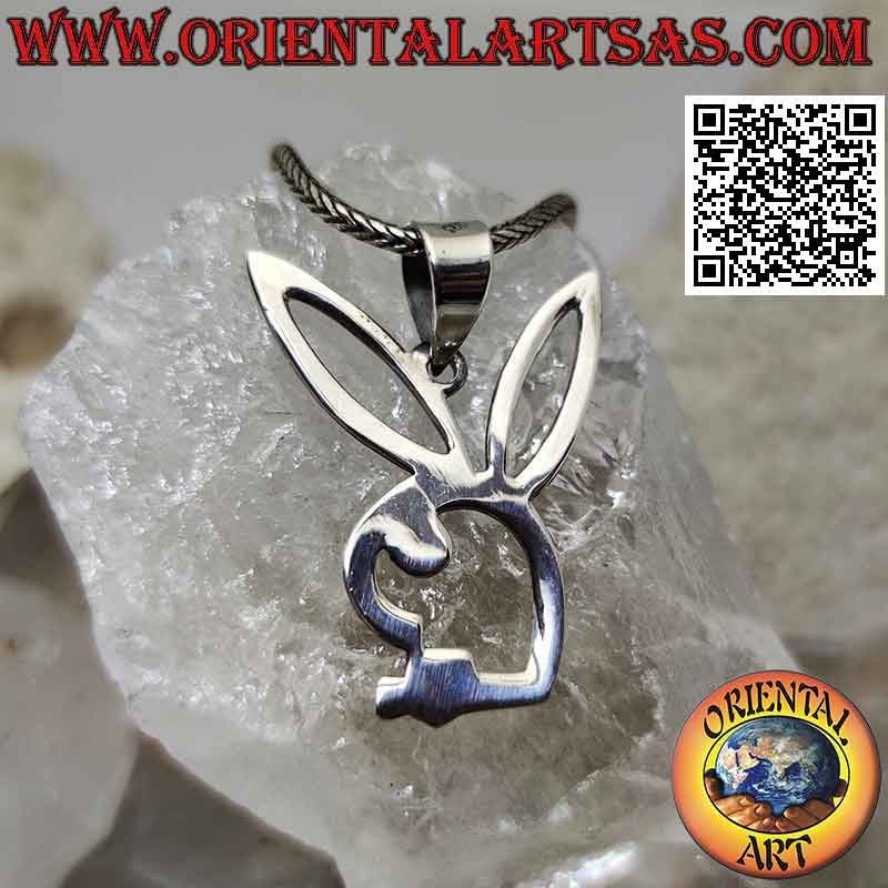 Silver "playboy" bunny pendant with openwork inside