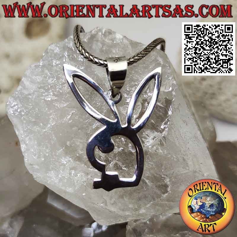 Silver "playboy" bunny pendant with openwork inside