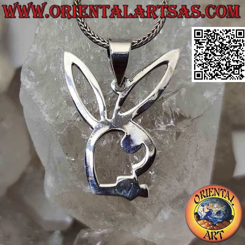 Pendentif lapin "Playboy" en argent ajouré à l'intérieur
