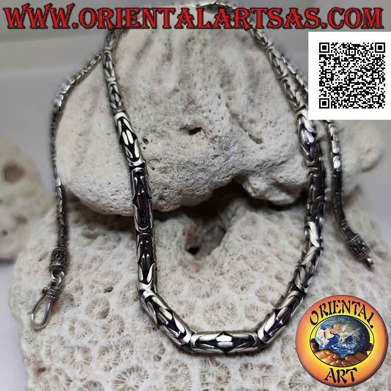 Collier croissant de 55 cm borobudur (lien byzantin) en argent 925 ‰ (crochet avec serpentine)