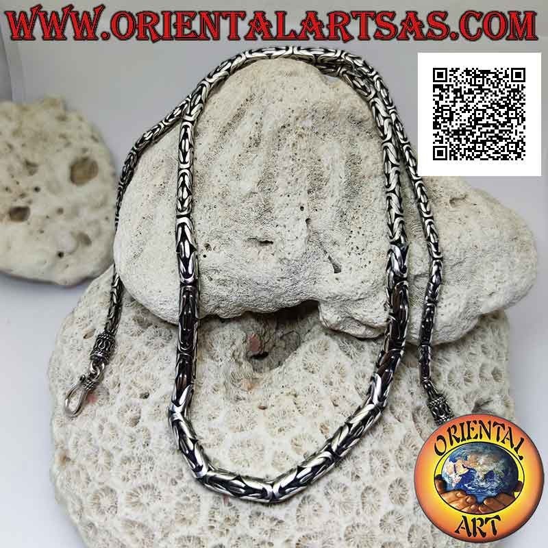 Collar creciente de borobudur (enlace bizantino) de 55 cm en plata 925 ‰ (gancho con serpentina)