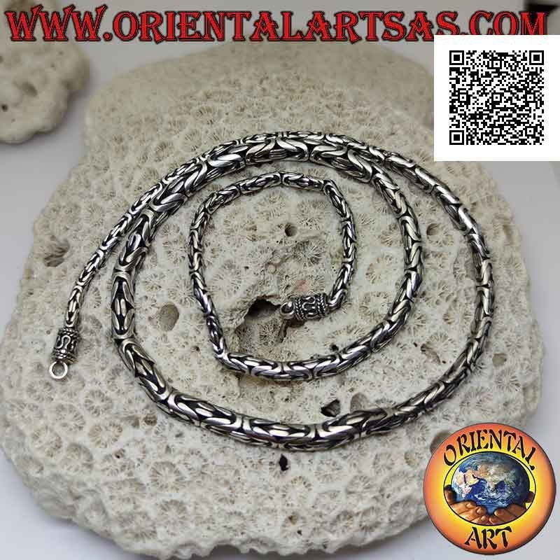 Collar creciente de borobudur (enlace bizantino) de 55 cm en plata 925 ‰ (gancho con serpentina)