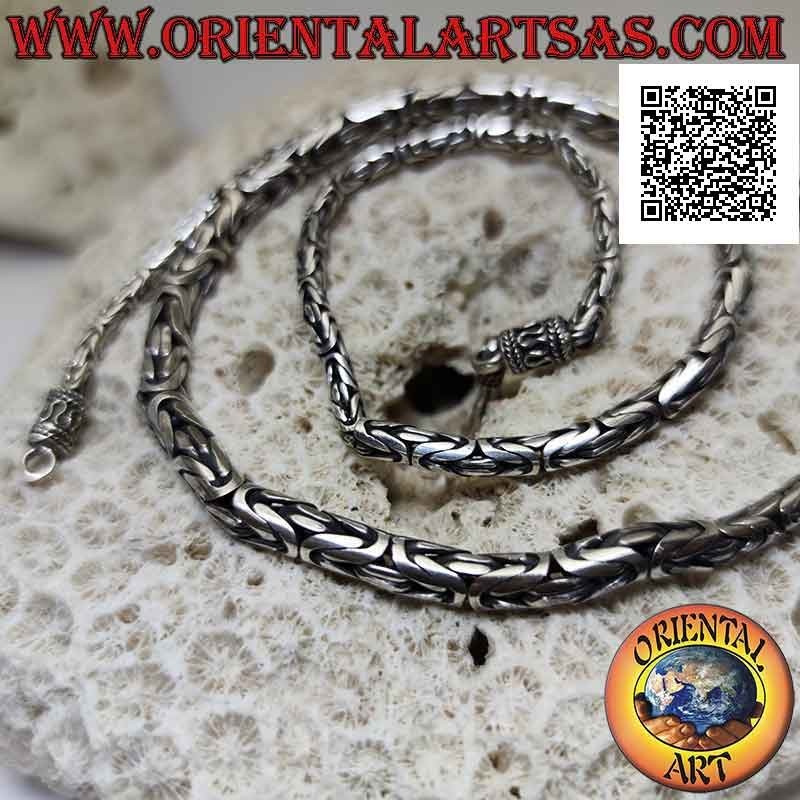 Collier croissant de 55 cm borobudur (lien byzantin) en argent 925 ‰ (crochet avec serpentine)