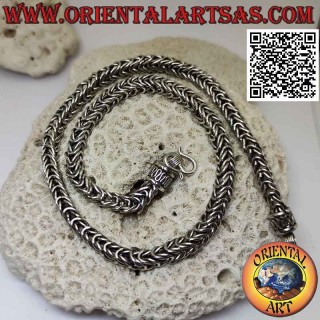 Collana in argento 925 ‰ ad intreccio squadrato di anelli tondi da 50 cm x 6 mm x 6 mm
