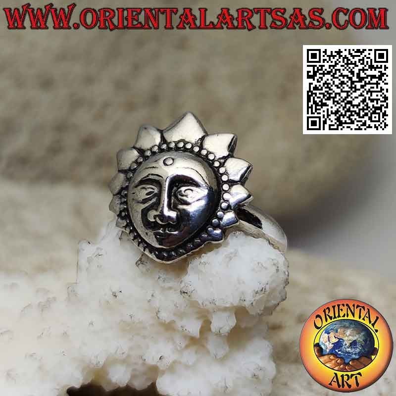 Anillo de plata de 3 mm con forma de sol nepalí enganchado