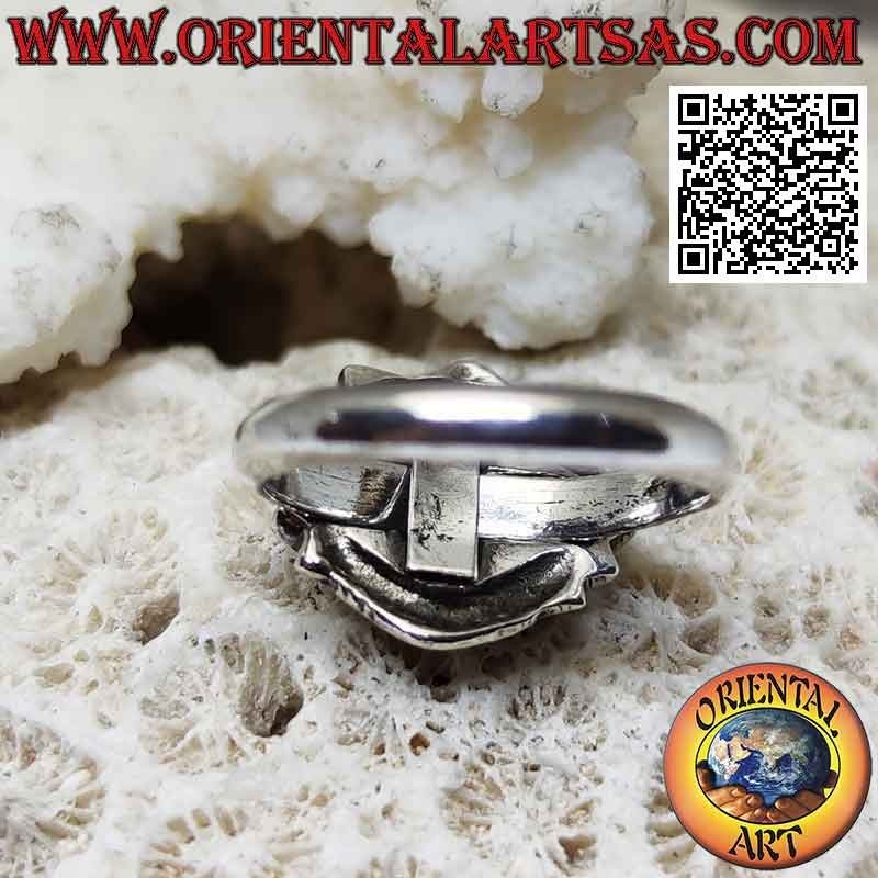 3 mm silver ring with shaped Nepalese sun hooked