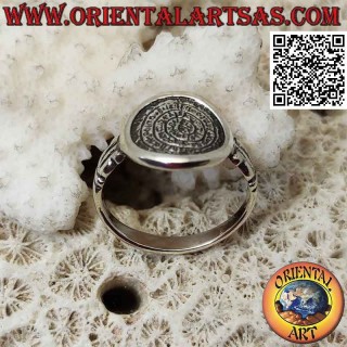 Anillo de plata, "El Disco de Phaistos" con tridente a los lados (pequeño)