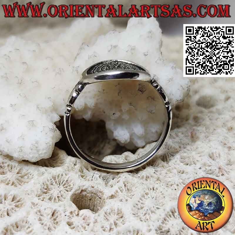 Silver ring, "The Phaistos Disc" with trident on the sides (small)