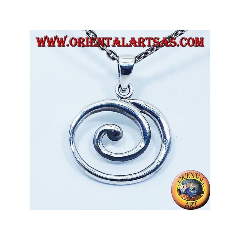 silver pendant, large spiral