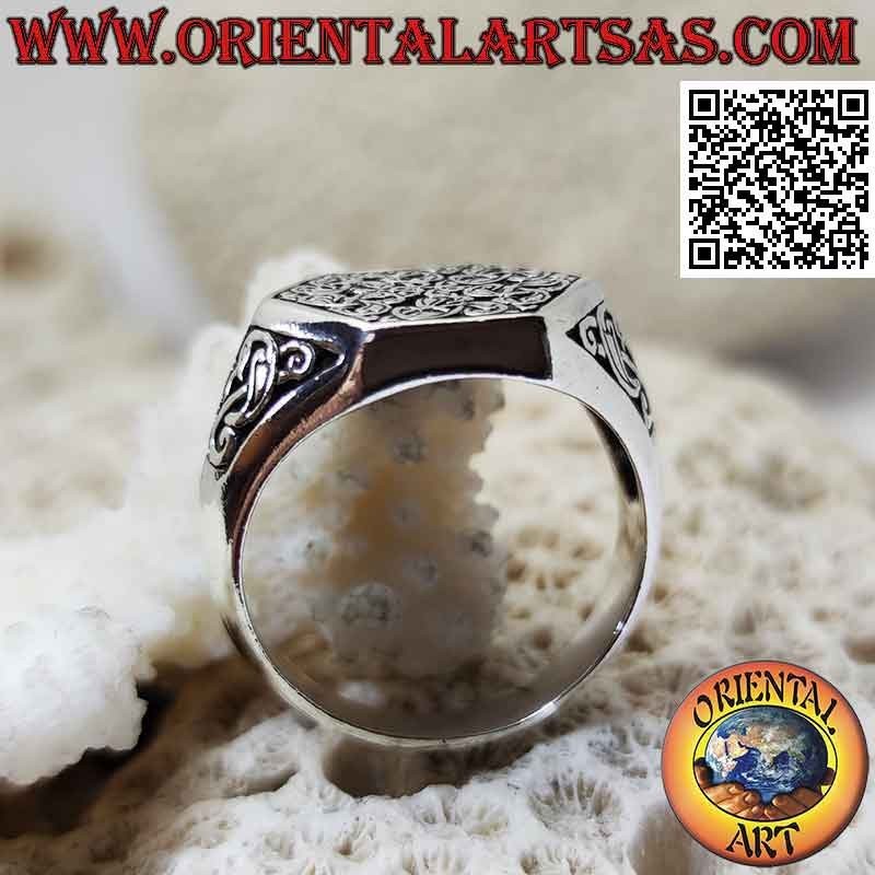 Swan Triskell Knoten sechseckiger silberner Siegelring