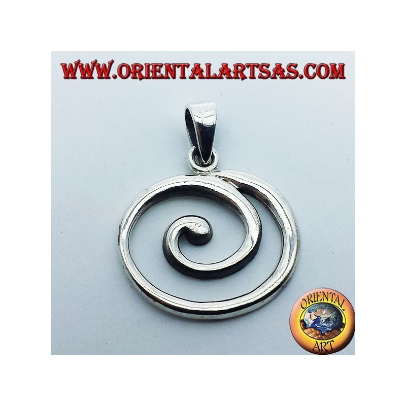 silver pendant, large spiral