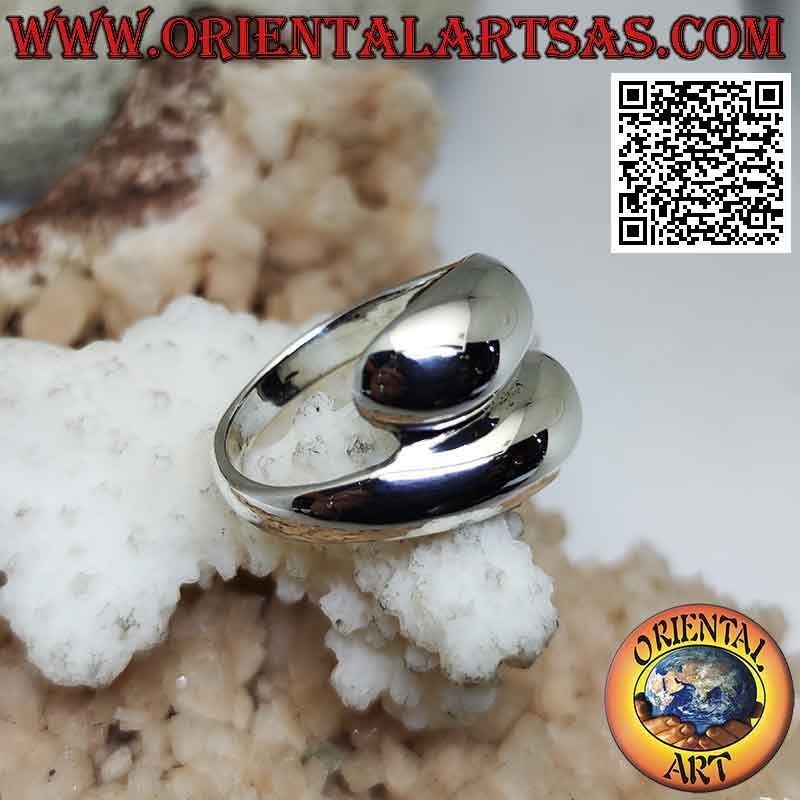 Anillo plateado liso con banda envolvente suave redondeada