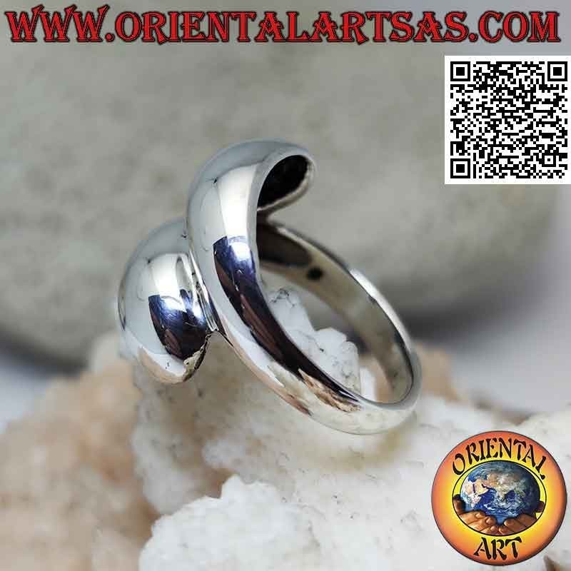 Bague en argent lisse avec bande enveloppante arrondie lisse