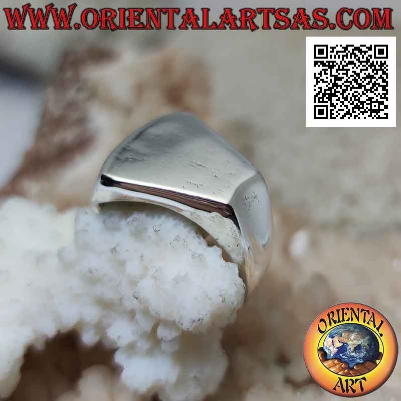 Bague en argent lisse avec trapèze isocèle en croix