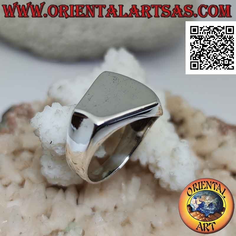 Bague en argent lisse avec trapèze isocèle en croix